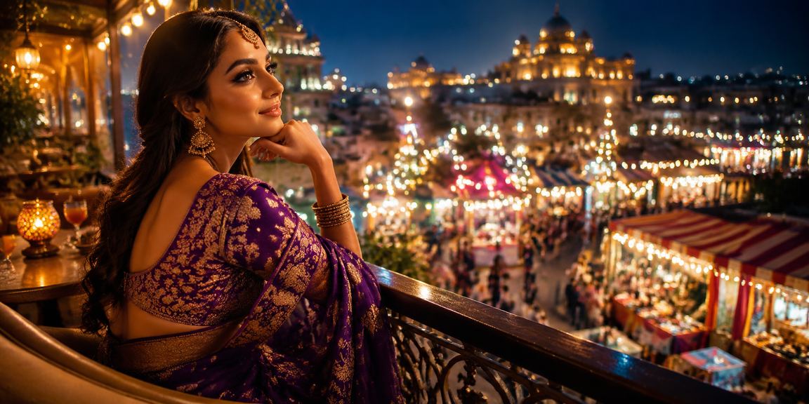 Vibrant casino night market scene in India with people enjoying games on mobile devices